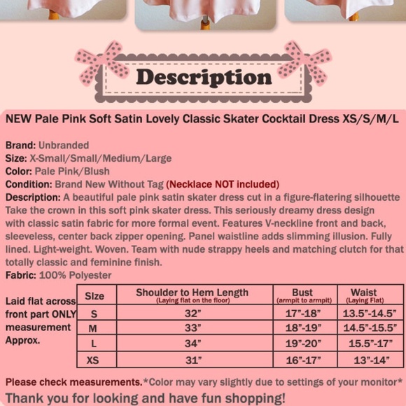 Pale Pink Soft Satin Classic V Neck Skater Dress - Picture 6 of 6